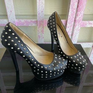 Studded leather heels